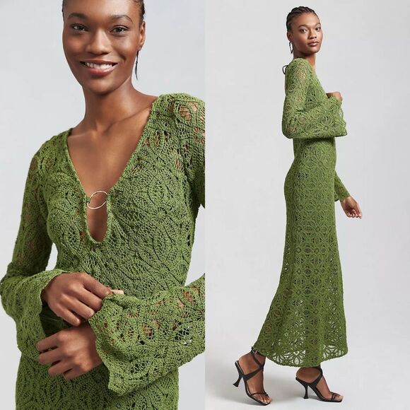 NWT Significant Other Womens Imogen Crocheted V Neck Maxi Dress Size 8 $422 - Picture 2 of 9
